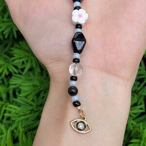 Black Diamond Evil Eye Keychain - Handmade